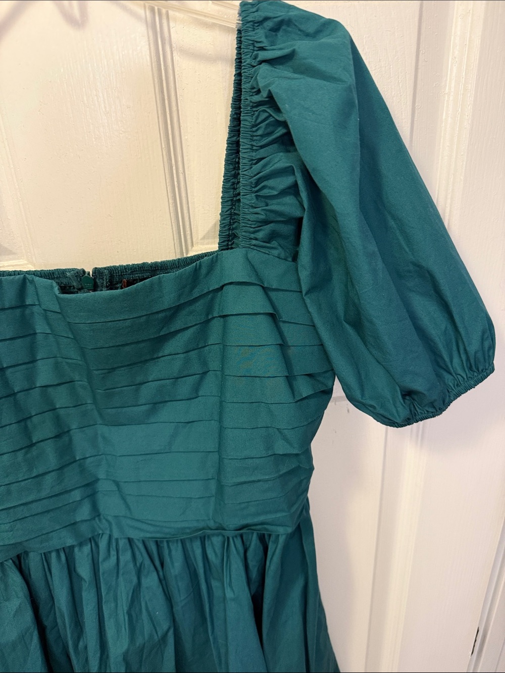 Quince FOREST GREEN Puff-Sleeve Mini Dress - Picture 3 of 7